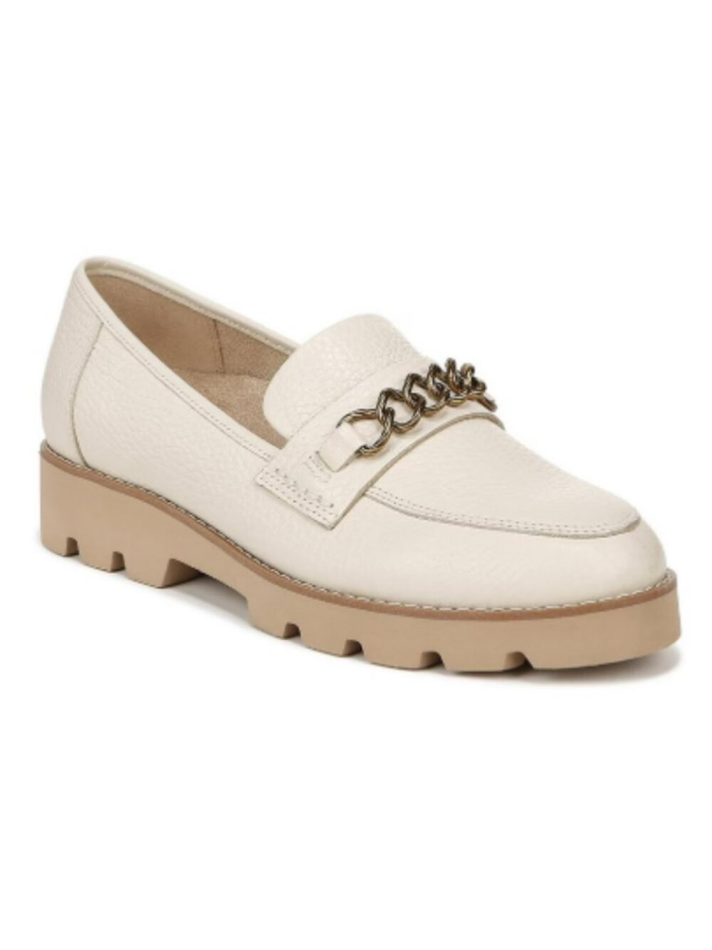Vionic Women's 'Emalyn' Leather Slip On Loafers in Cream & Tan Size 8.5